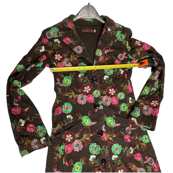 Last Chance Johnny Was Floral Embroidered Trench Coat XS Brown - Picture 13 of 13